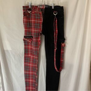 Hot topic half plaid pants